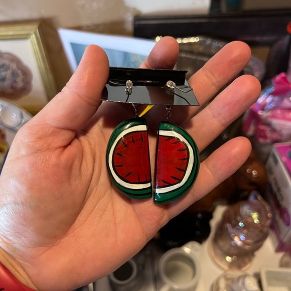 Vintage Watermelon Slice Earrings - Picture 2 of 2